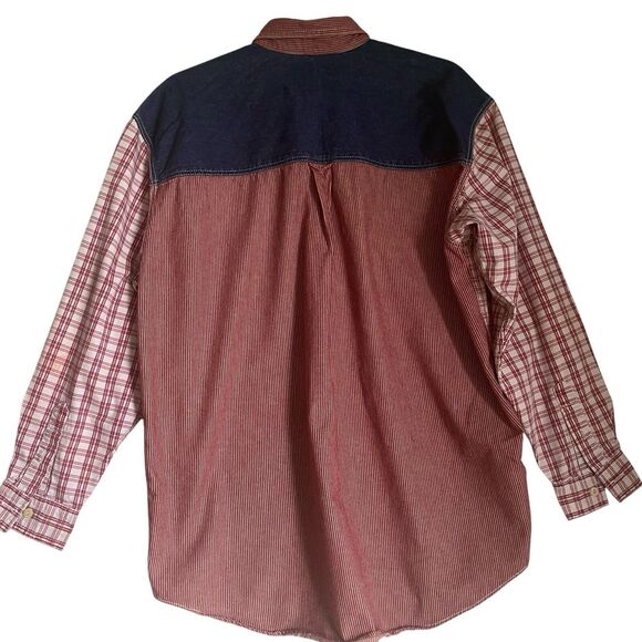 Vintage Levi’s Women’s Shirt S/M Patchwork Button Up Long Sleeve Western Grunge - Picture 3 of 7